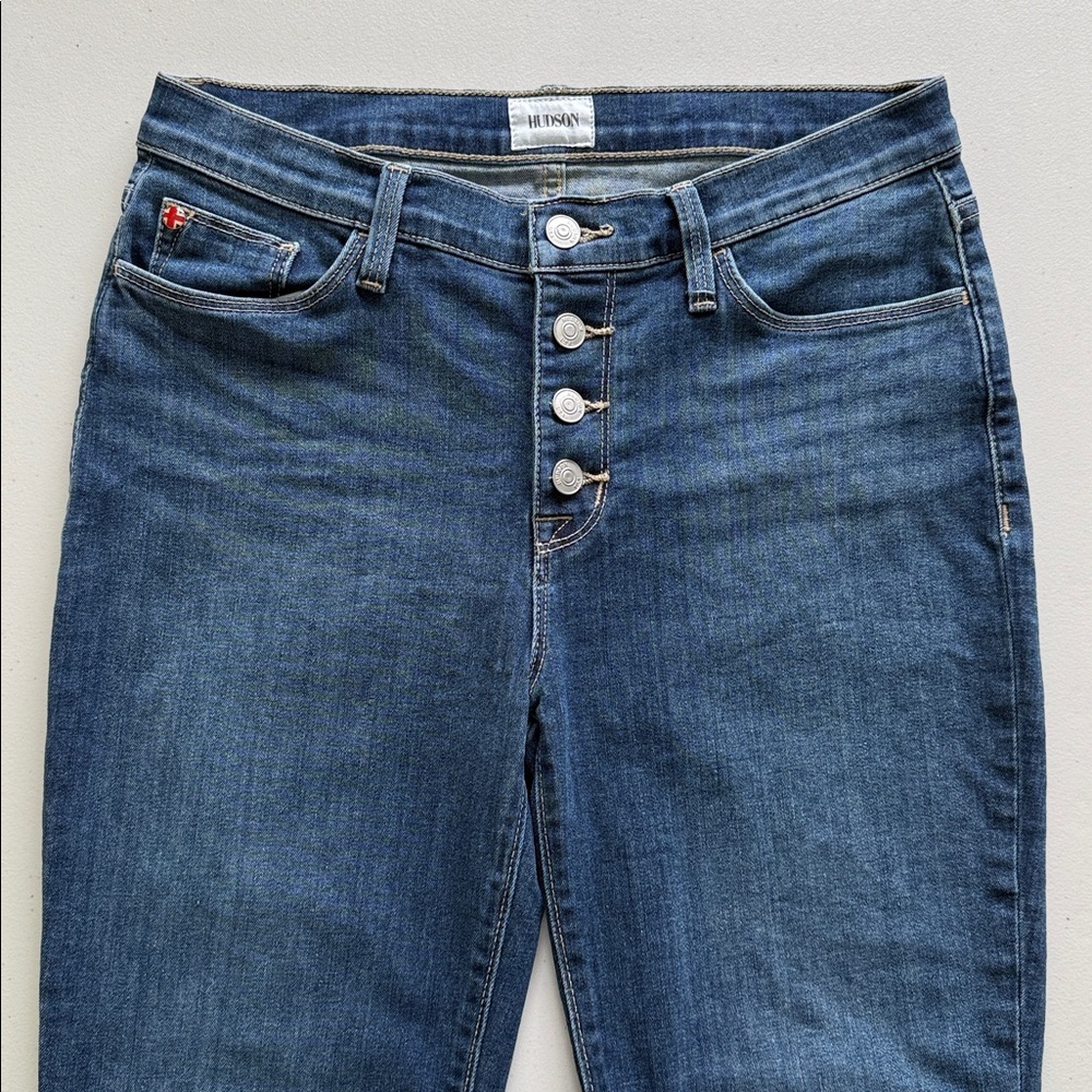Hudson Natalie High‑Rise Ankle Jeans Raw Hem Medium Wash Size 28 - Picture 3 of 16